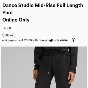 Lululemon Dance Studio Mid-Rise Full Length Pant